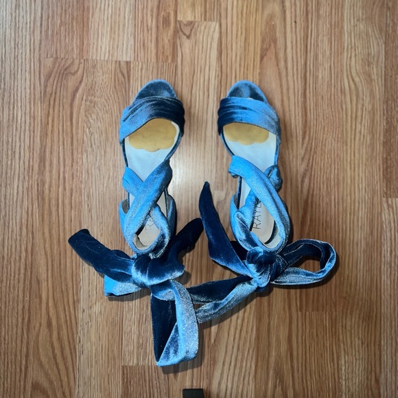 Raye Mia Velvet Blue Strappy Lace Up Heels - Picture 9 of 13